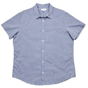 Calvin Klein Light Blue White Striped Short Sleeve Button Down Shirt Size Large